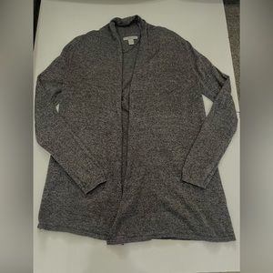Bass Cardigan Sweater Dark Grey & Black Open Front Cotton Blend Women’s sz Large